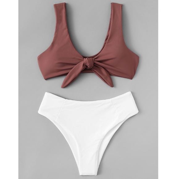 Other - GIGI🌴 dark mauve white knotted bikini swimsuit